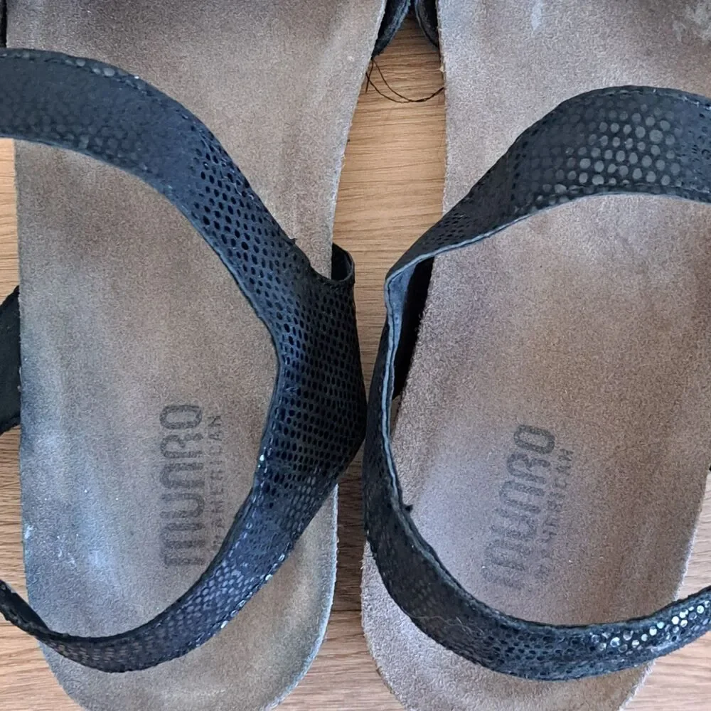 Munro Catelyn Sandals Women’s 11 Black Suede Wedge Ankle Strap Comfort Shoes